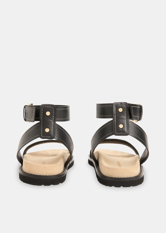 Black Ottie Contrast Stitch Sandal