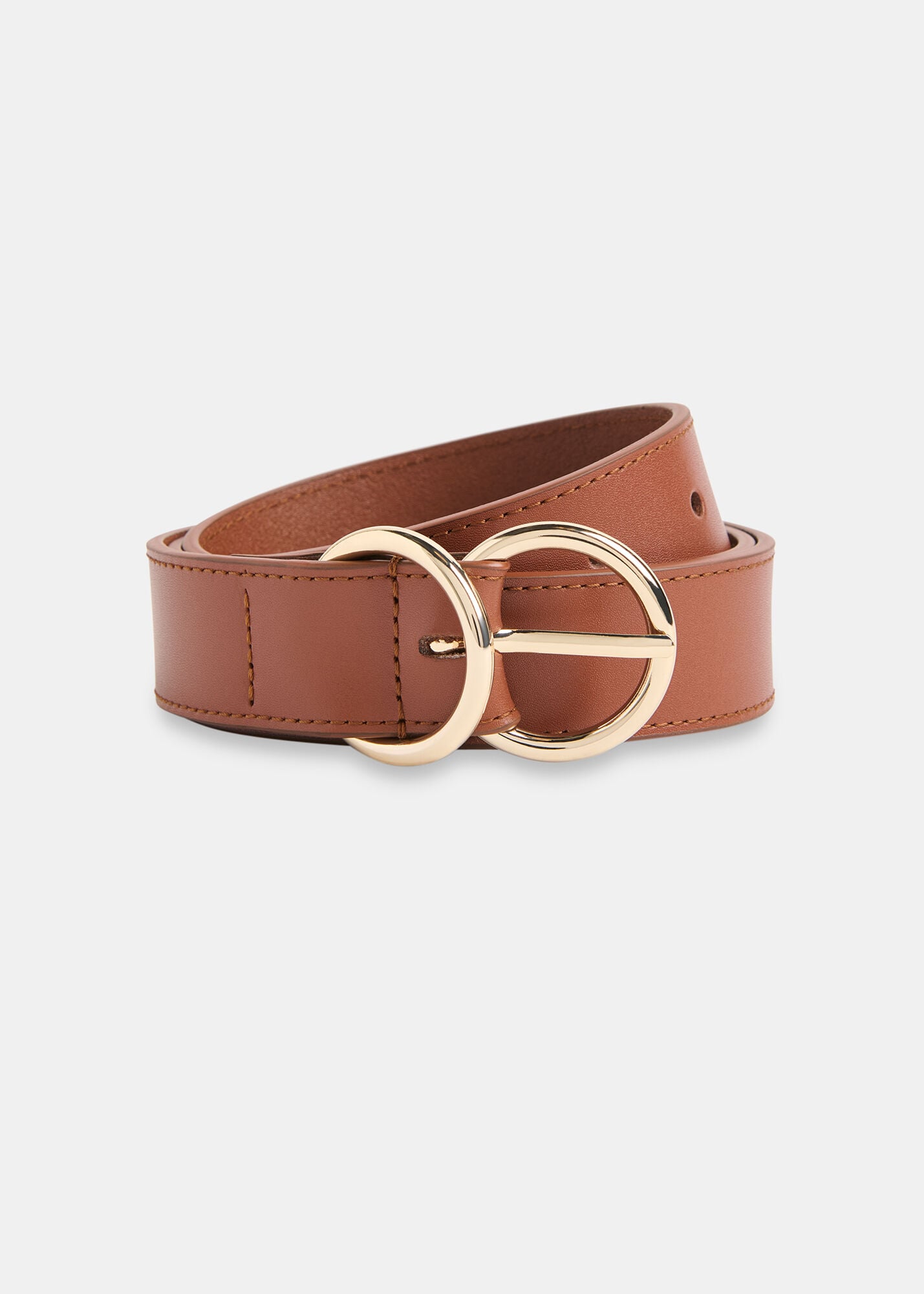 Tan Double Ring Buckle Belt | WHISTLES | Whistles UK |