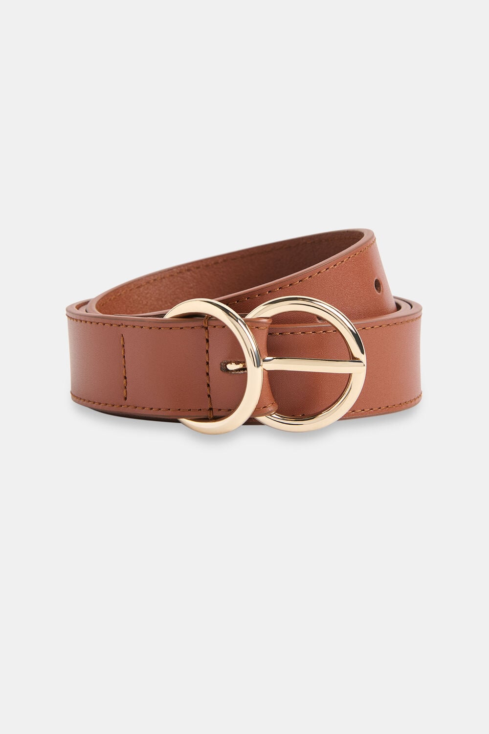 Tan Double Ring Buckle Belt