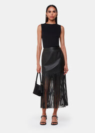 Leather Fringed Mini Skirt