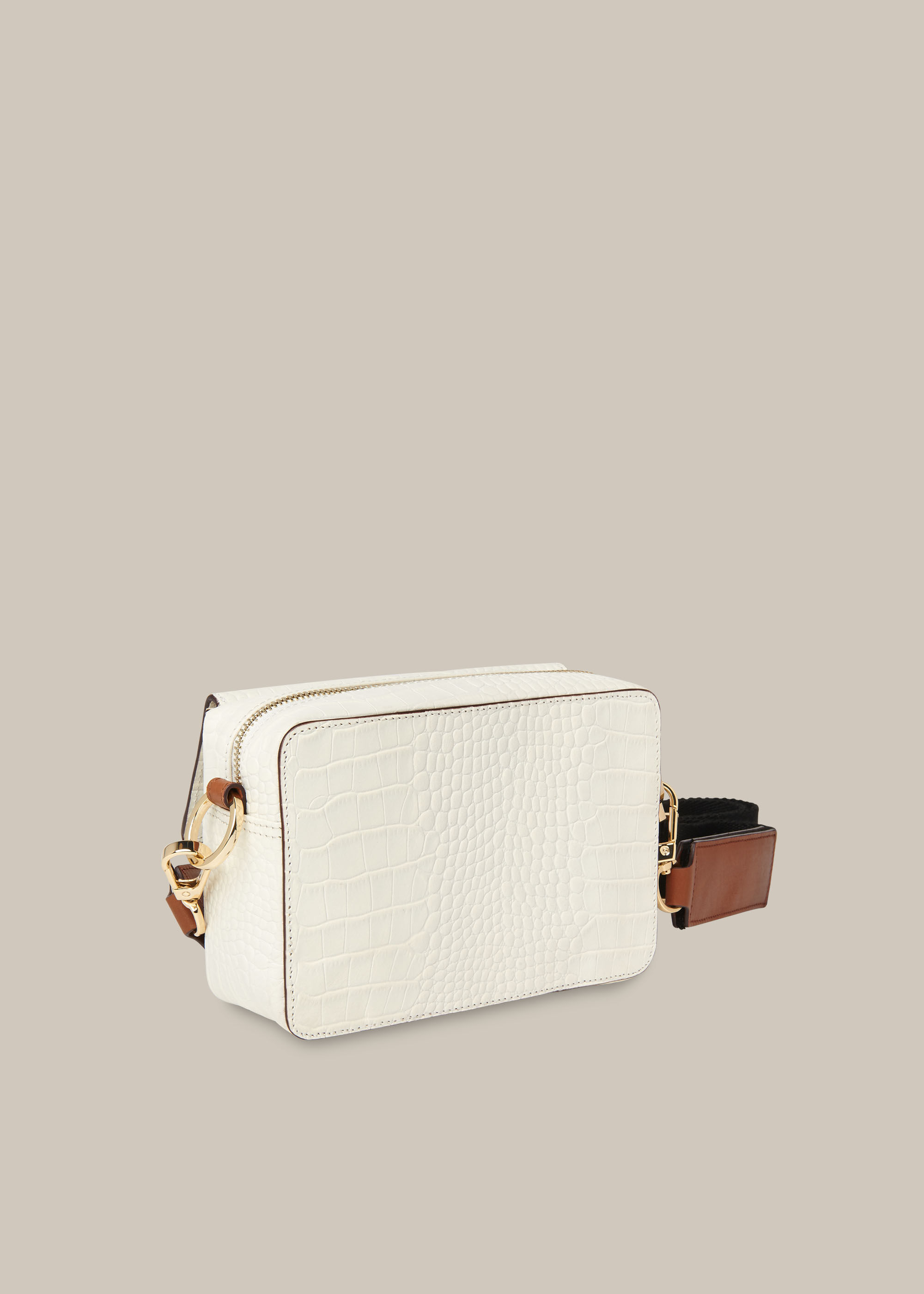 White Millie Croc Crossbody Bag WHISTLES