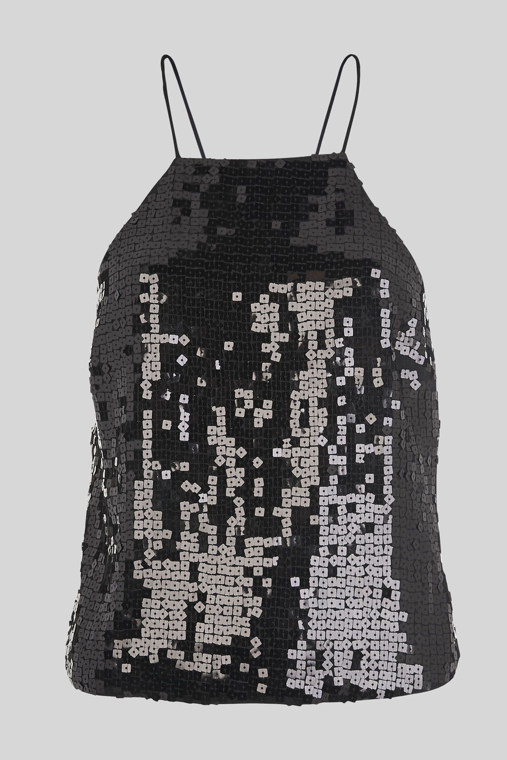 Square Sequin Cami Top Black