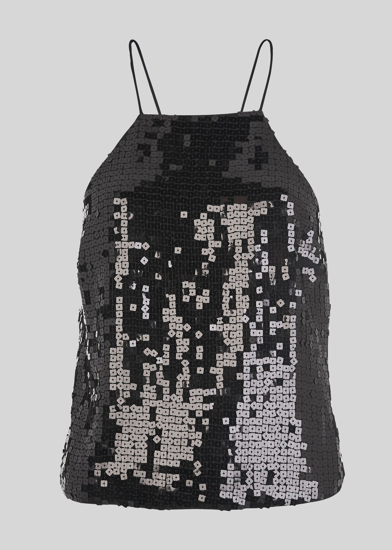 Square Sequin Cami Top Black