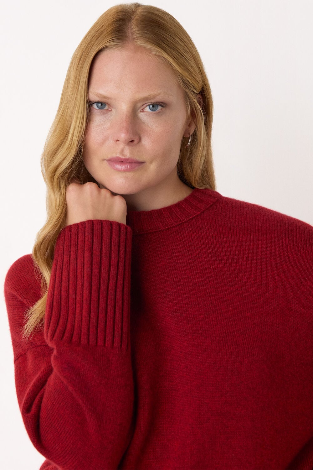 Dark Red Heavy Cashmere Crew Neck Knit