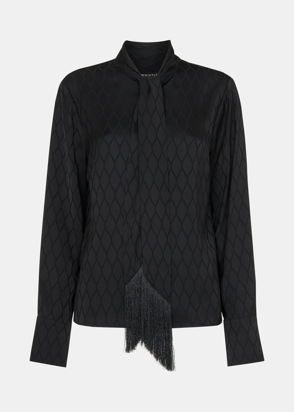 Diamond Jacquard Scarf Blouse