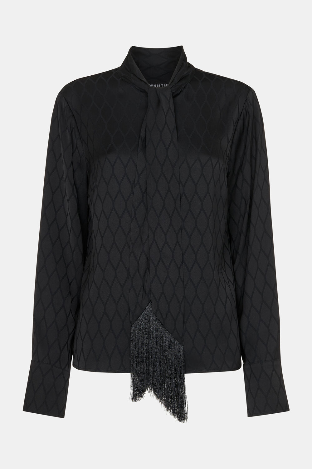 Diamond Jacquard Scarf Blouse