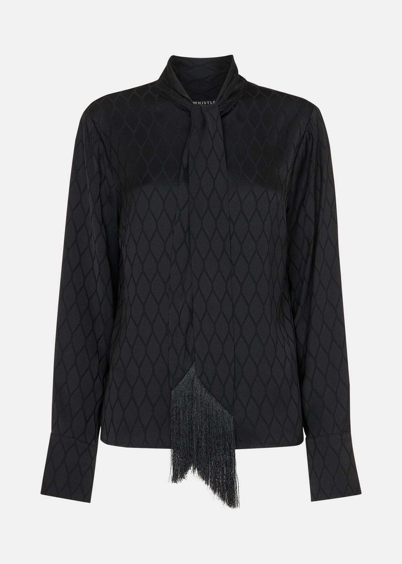 Diamond Jacquard Scarf Blouse