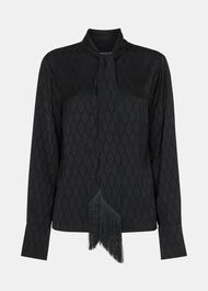 Diamond Jacquard Scarf Blouse