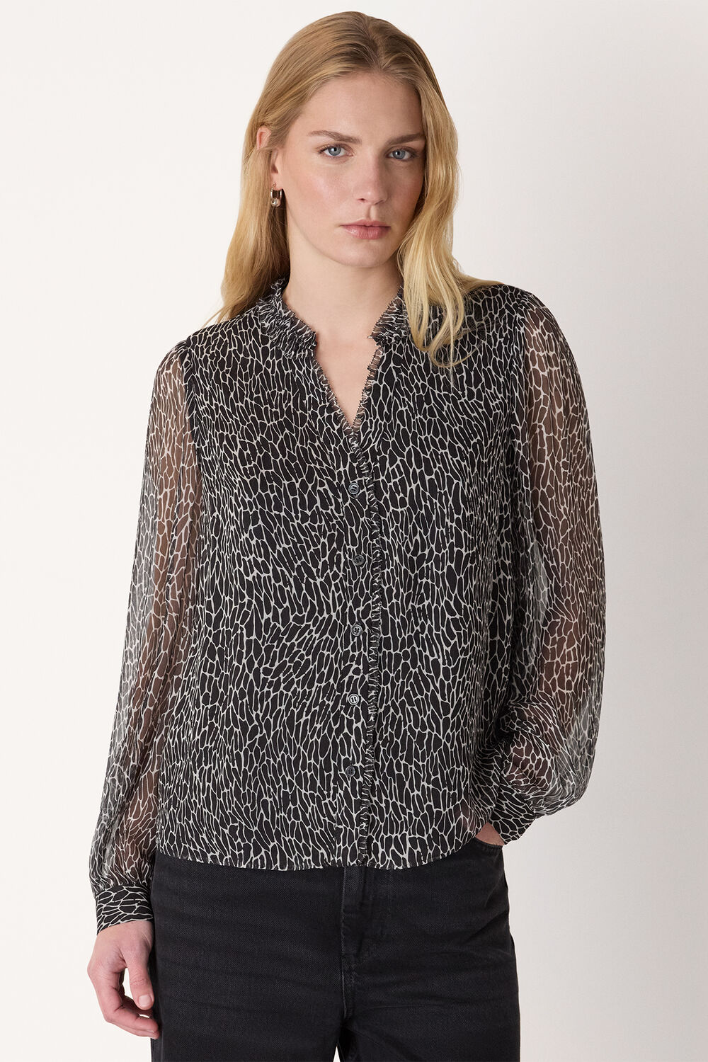 Black Dragonfly Long Sleeve Blouse