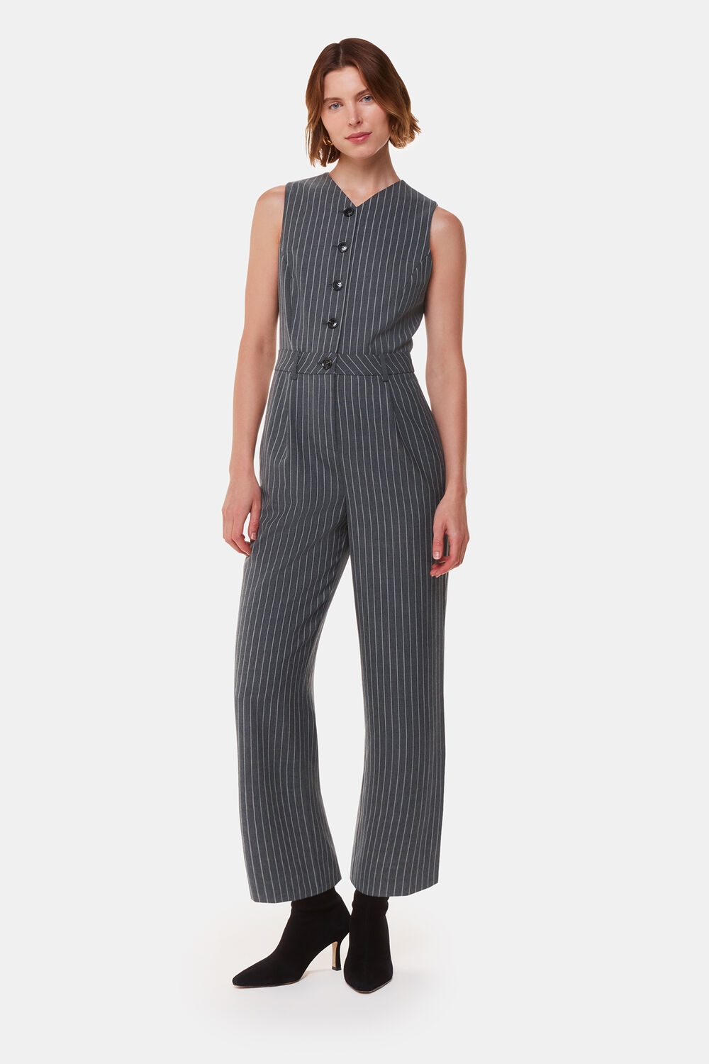 Grey Pinstripe Jumpsuit