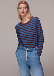 Stripe Crew Neck Pocket Top