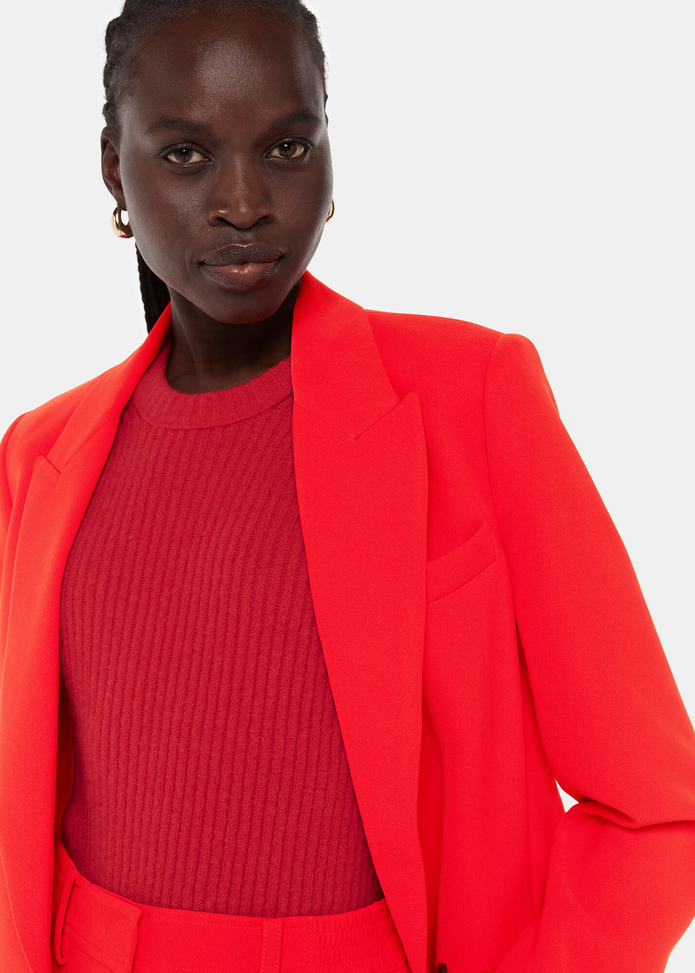Red Crepe Boyfriend Blazer WHISTLES