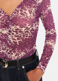 Sahara Leopard Mesh Ruched Top