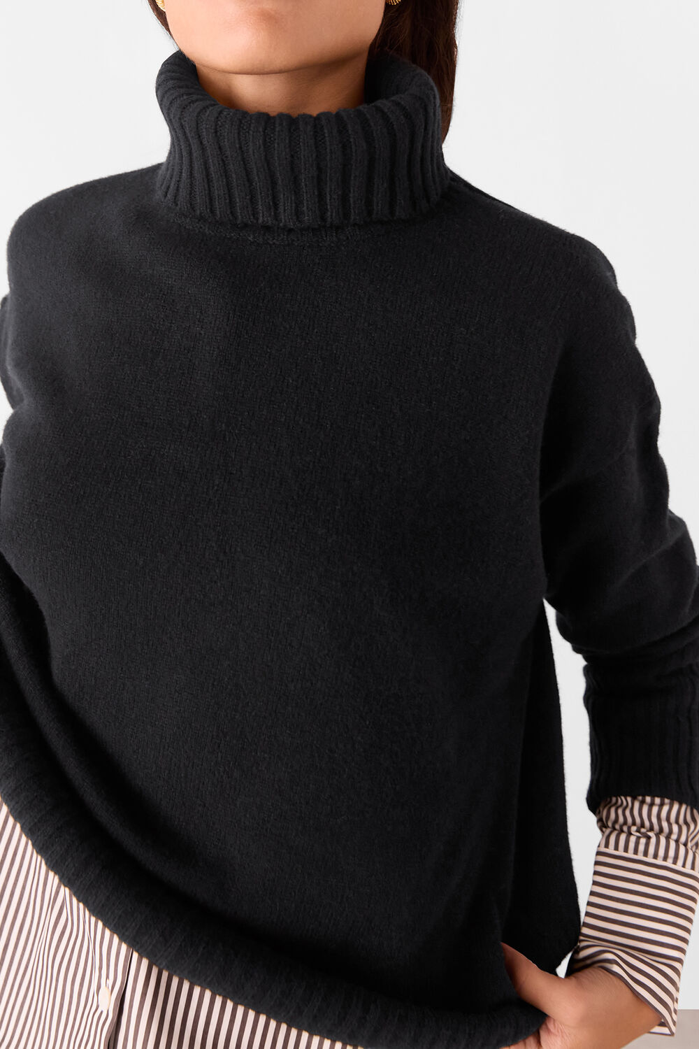 Wool Split Back Roll Neck