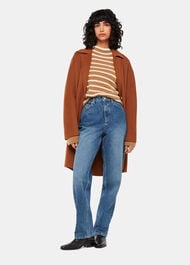 Stripe Rib Detail Funnel Knit