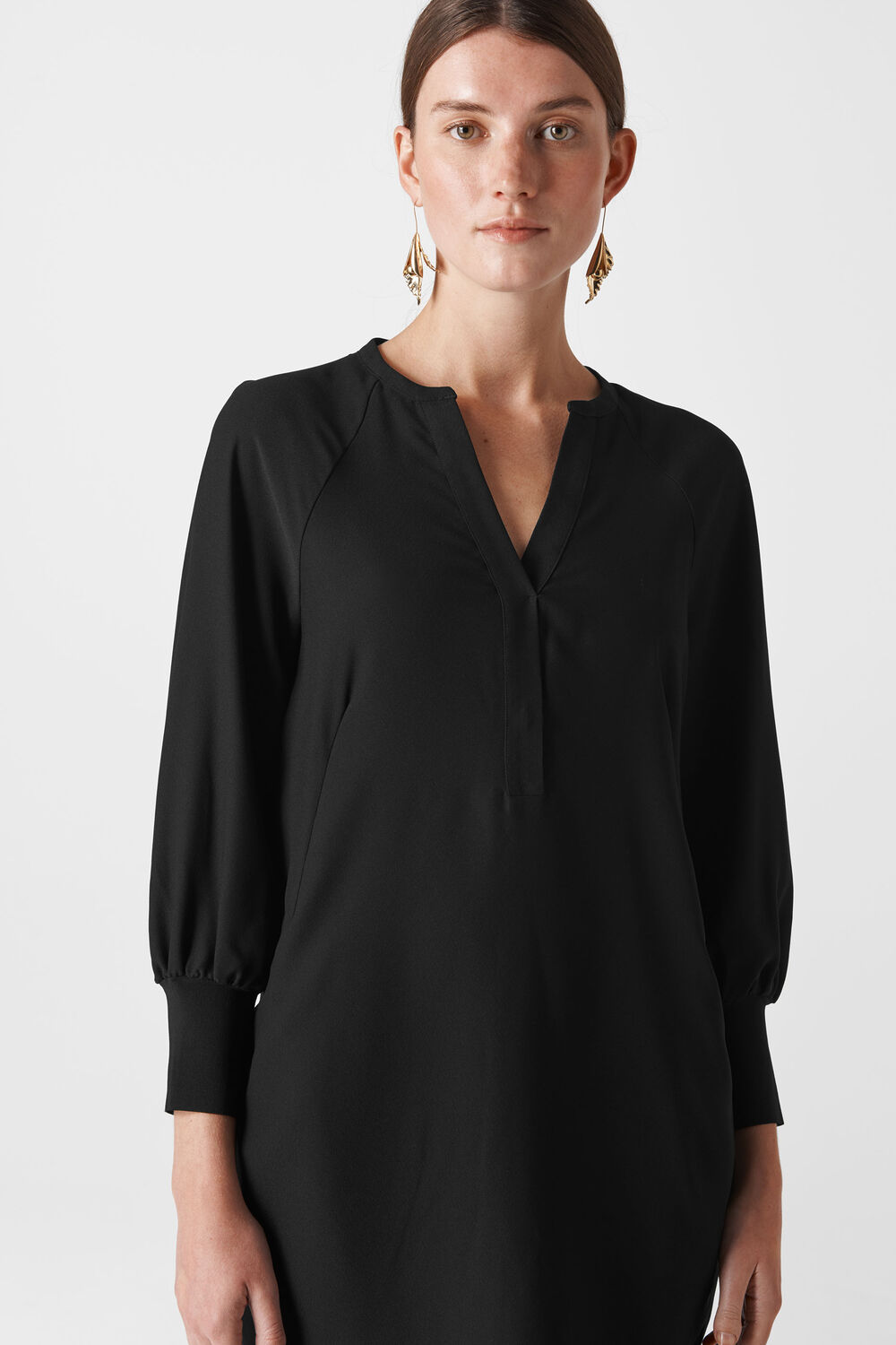 Zeta Rib Cuff Dress Black