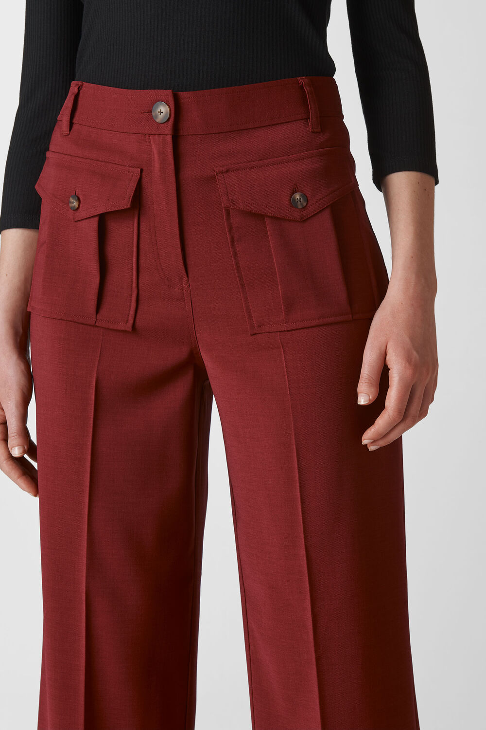 Ella Pocket Front Trouser Burgundy