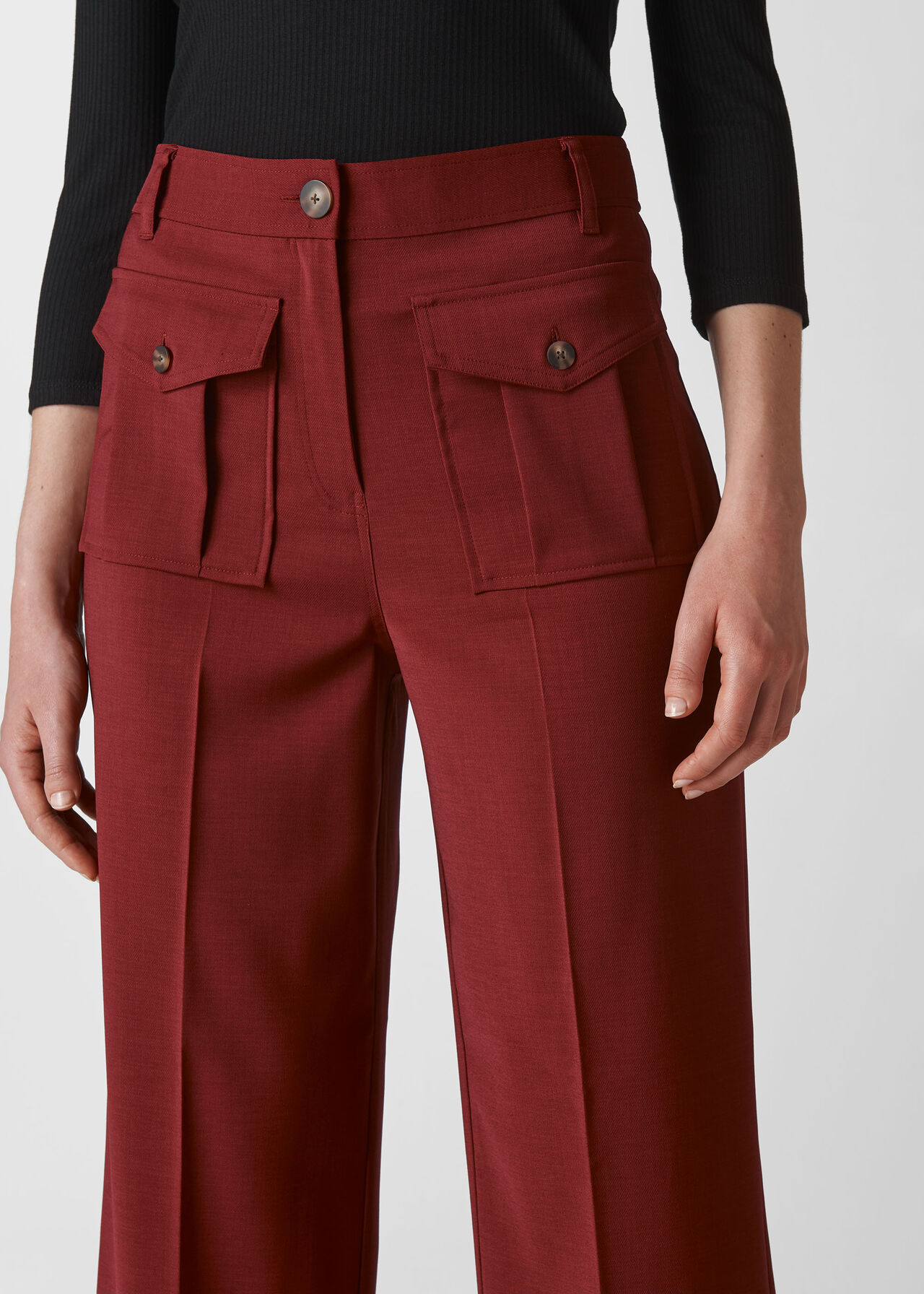 Burgundy Ella Pocket Front Trouser, WHISTLES