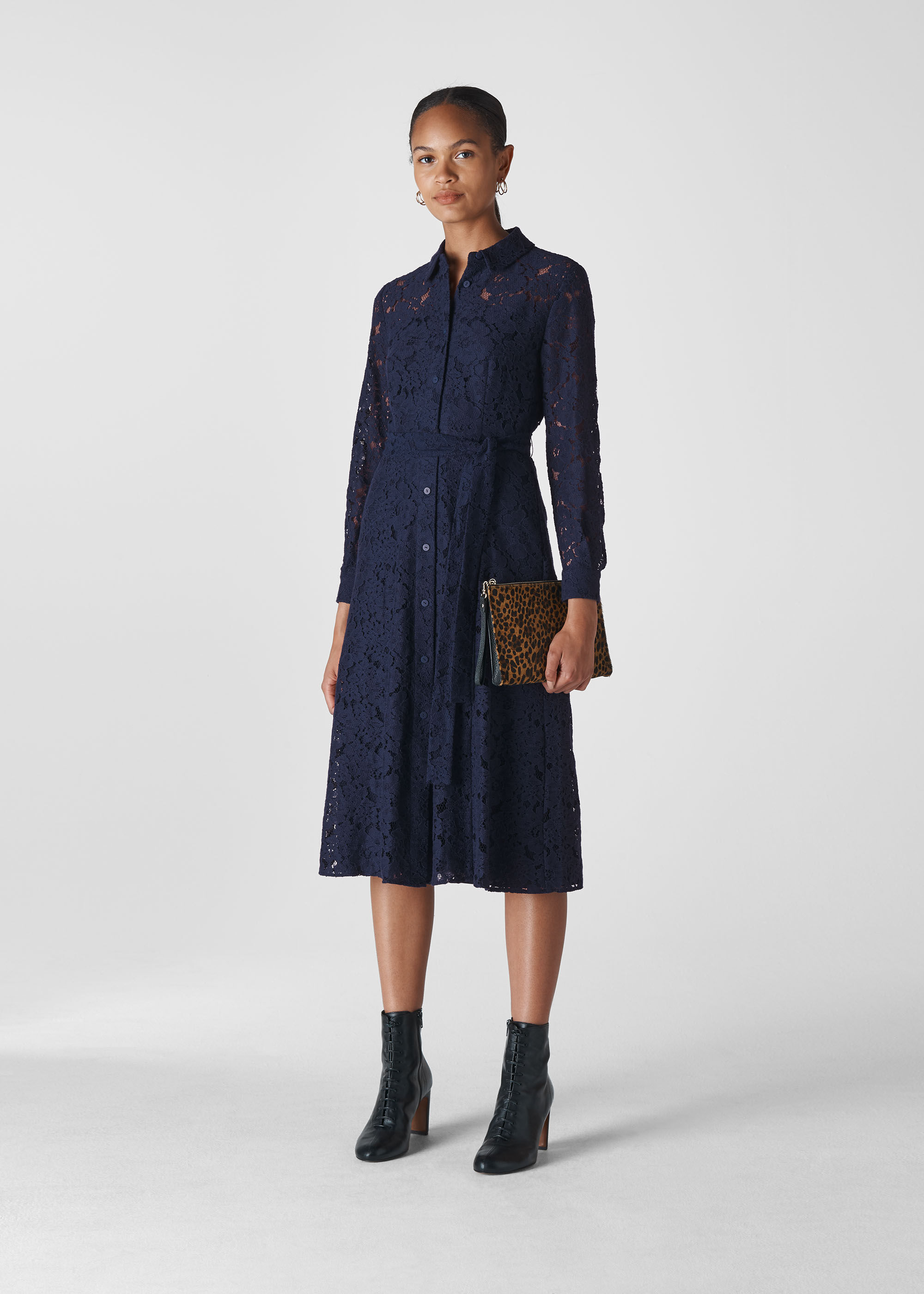 Lace midi clearance dress navy