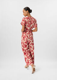 Petite Blurred Floral Tie Jumpsuit