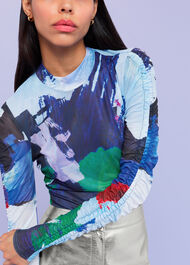 Brushmark Seam Detail Mesh Top