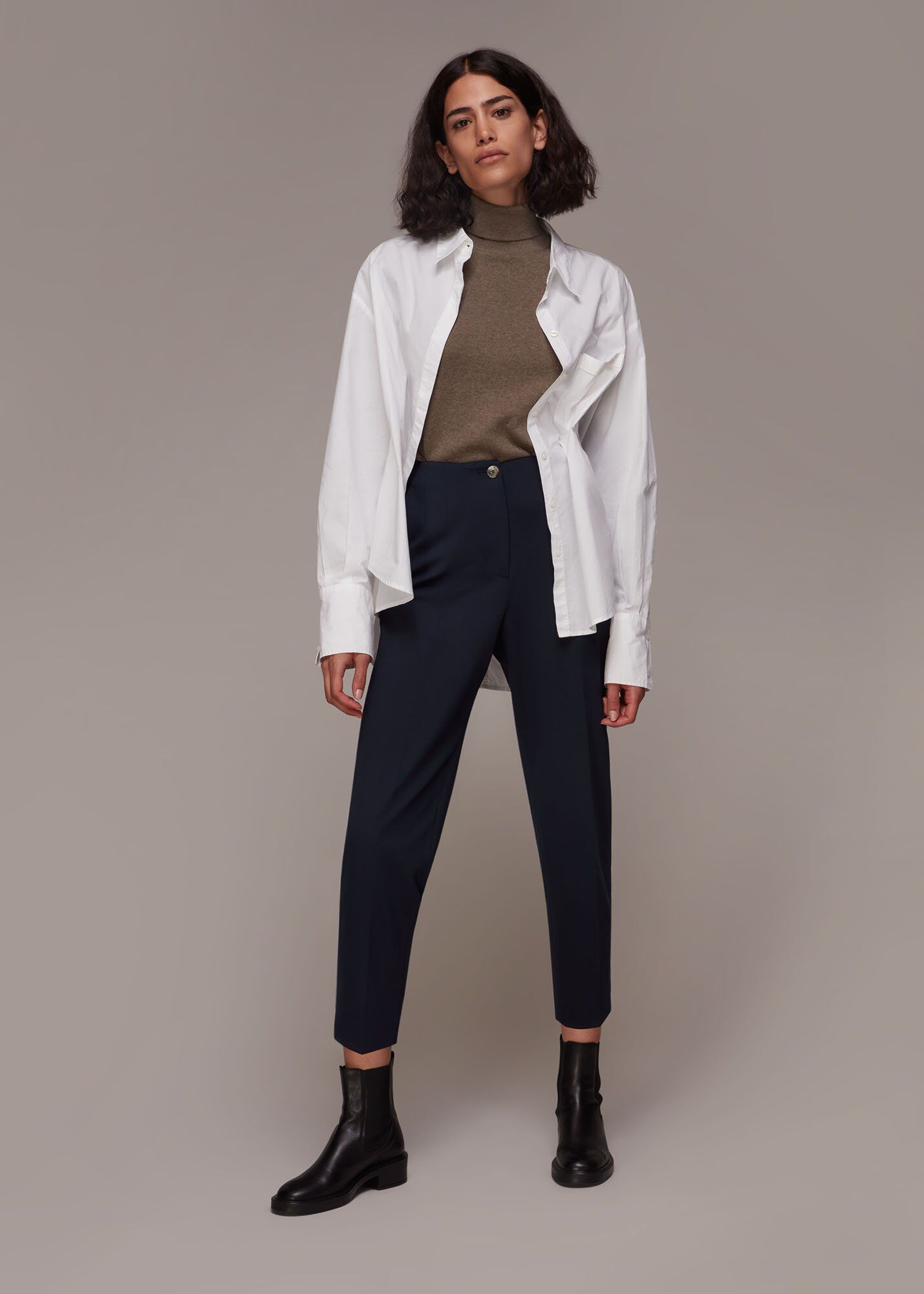 Navy Lila Tapered Ponte Trouser 