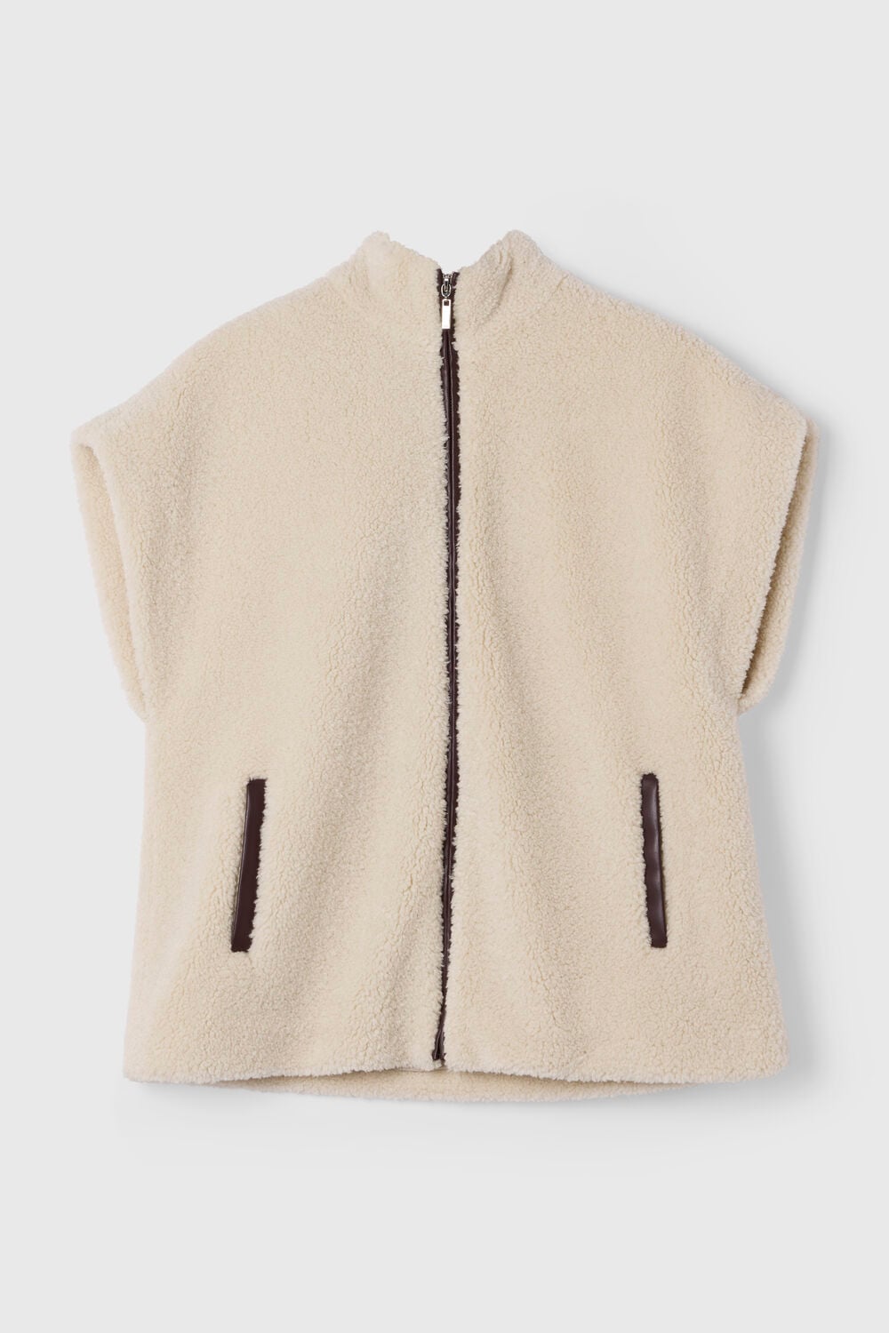Ivory Faux Borg Fleece Gilet