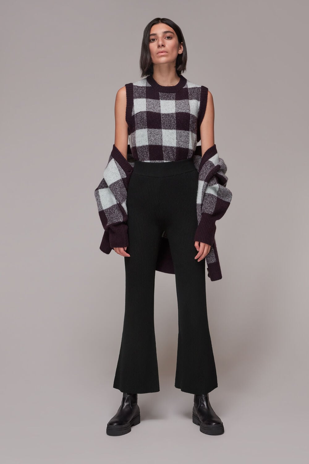 Knitted Ribbed Flare Trouser