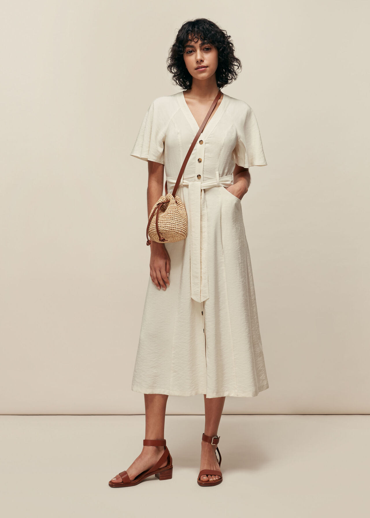 Ivory Anita Frill Sleeve Dress | WHISTLES