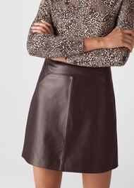 Leather A Line Skirt Burgundy
