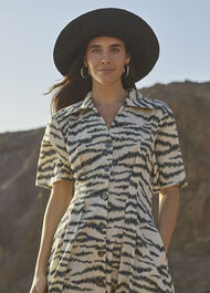 Feathered Tiger Midi Dress