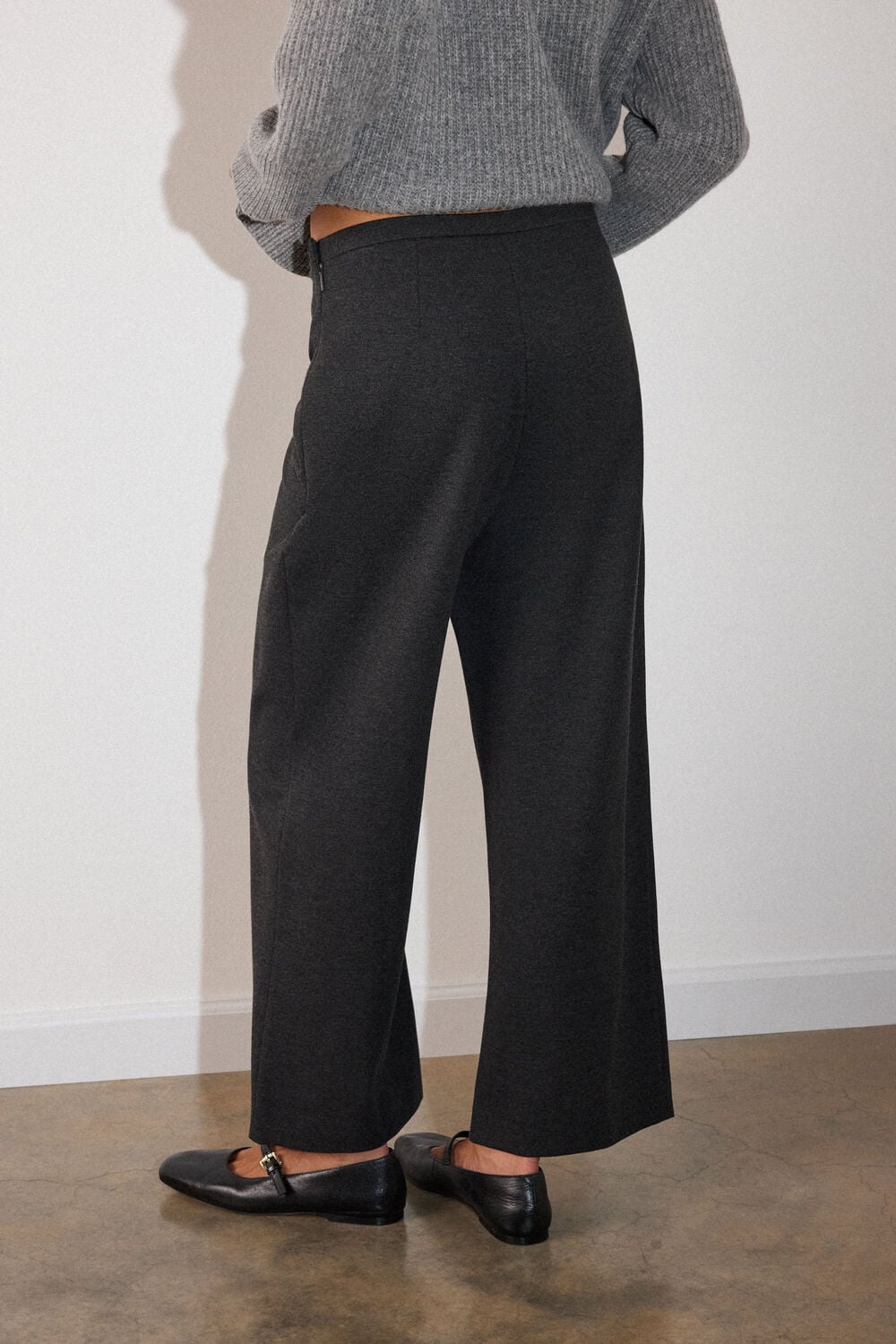 Grey Marl Petite Camilla Wide Leg Trouser