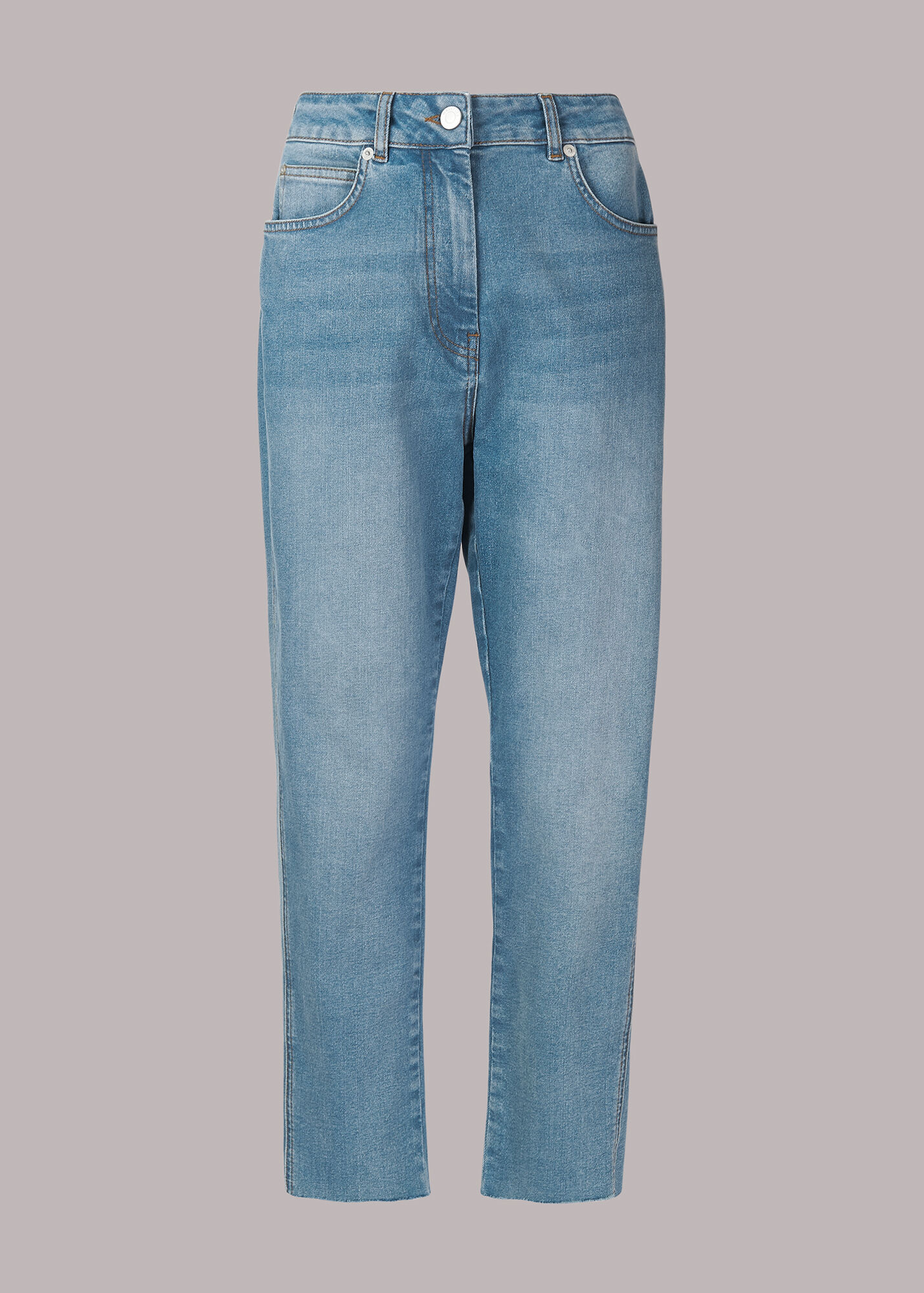 Blue High-Waisted Slim Jeans With Frayed Hem | Whistles