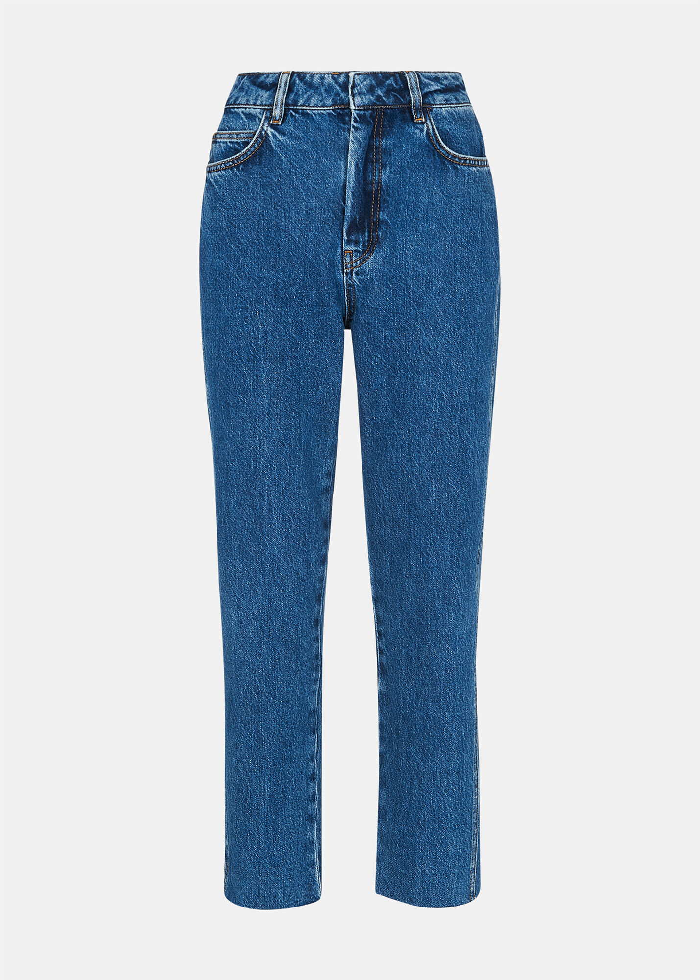 Blue HighWaisted Slim Jeans With Frayed Hem Whistles