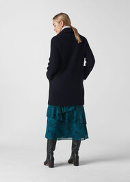 Boucle Double Breasted Coat Navy
