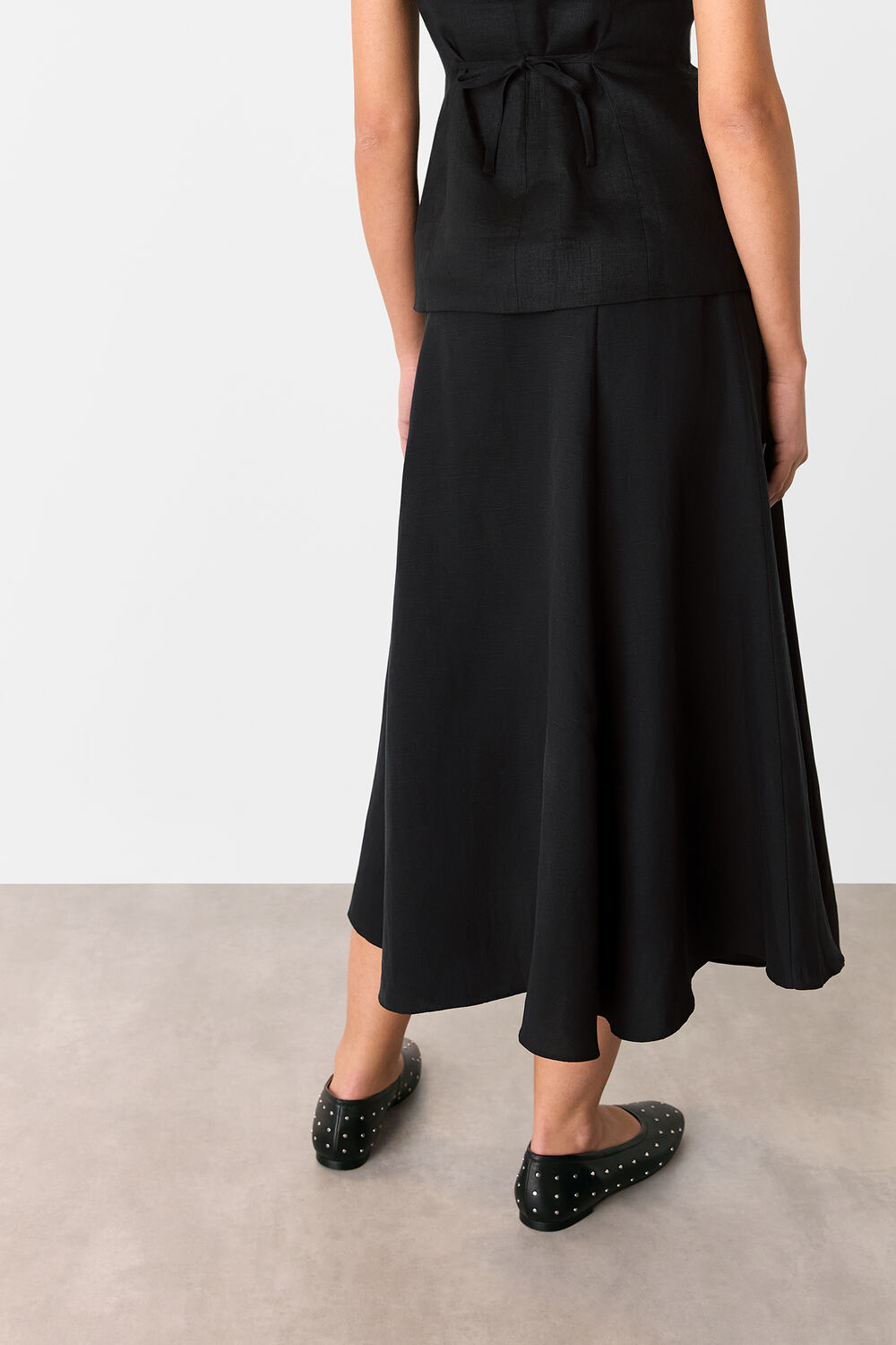 Black Helena Linen Blend Skirt