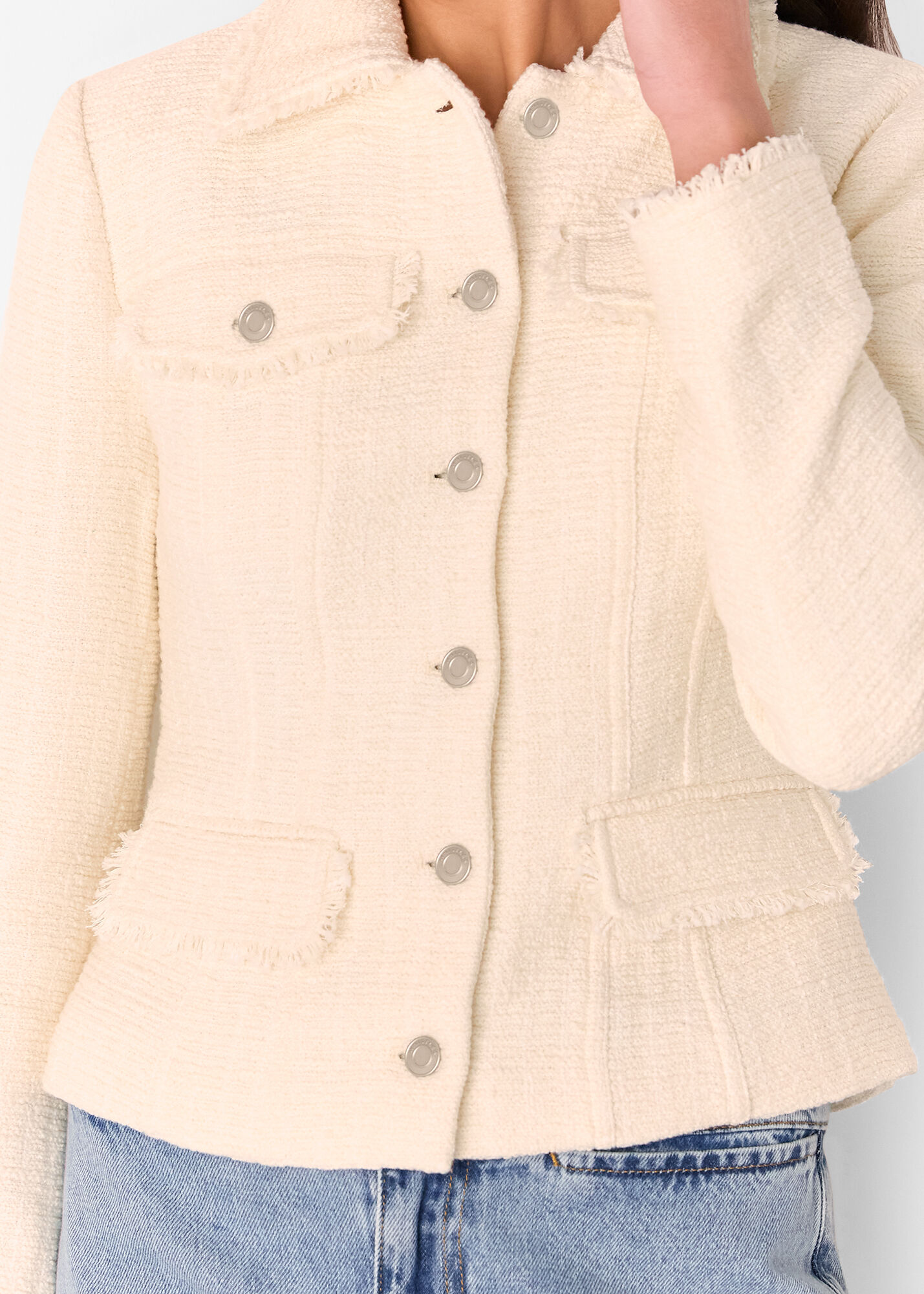 Ivory Lucie Boucle Jacket | WHISTLES | Whistles US |