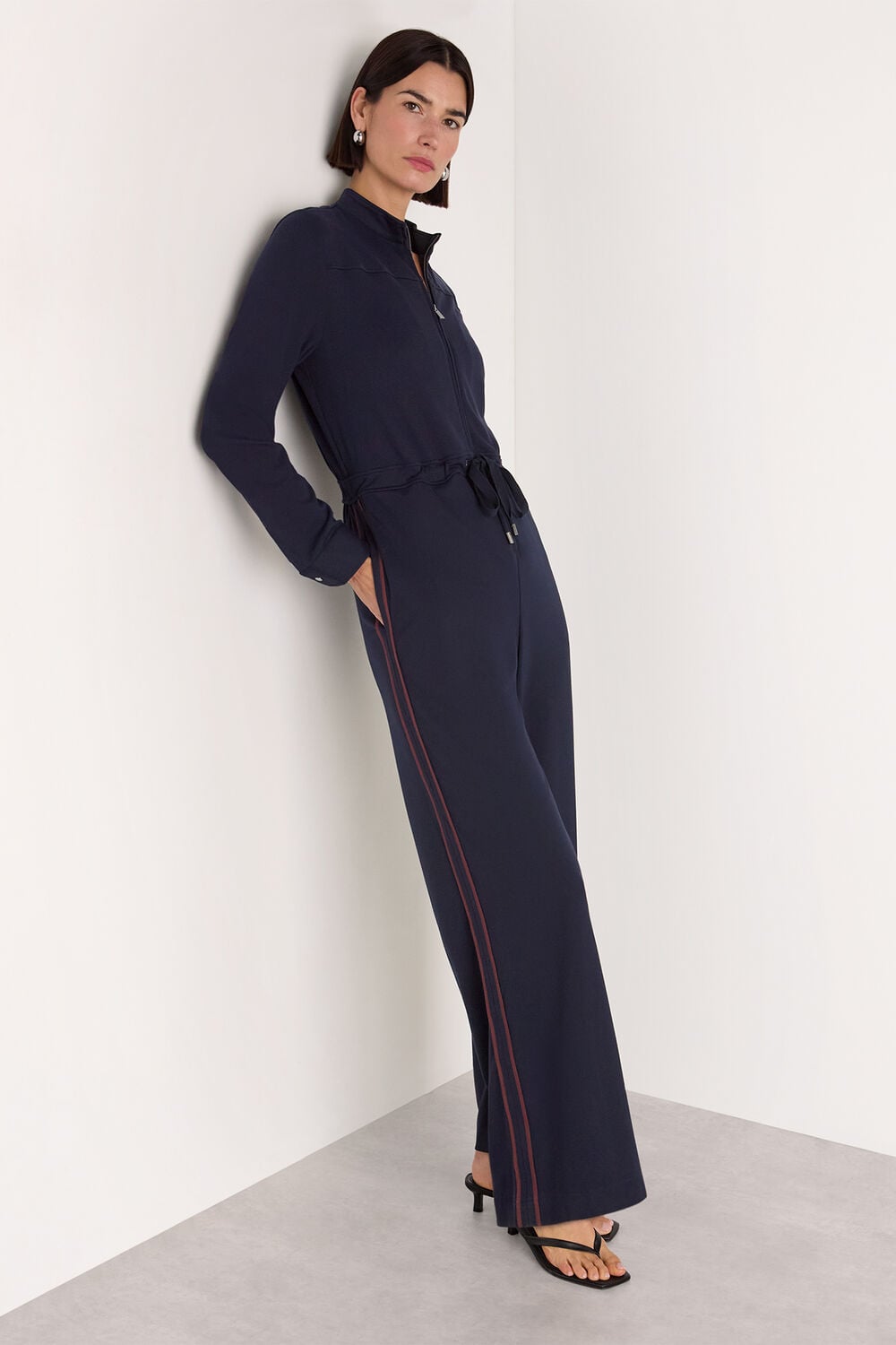 Ponte Side Stripe Jumpsuit