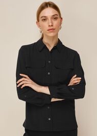 Textured Pocket Blouse Black