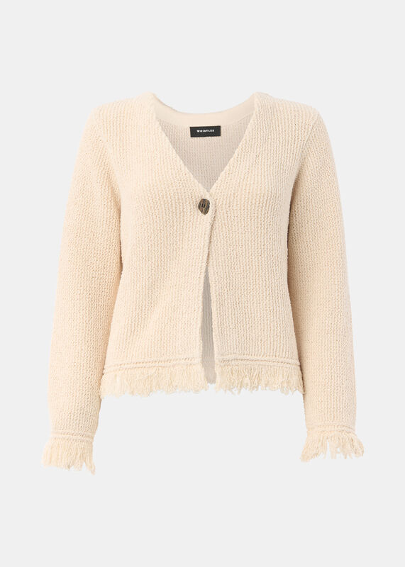 Ivory Fringe Detail Cardigan