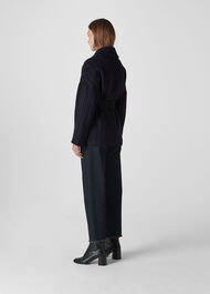 Stripe Belted Short Wrap Coat