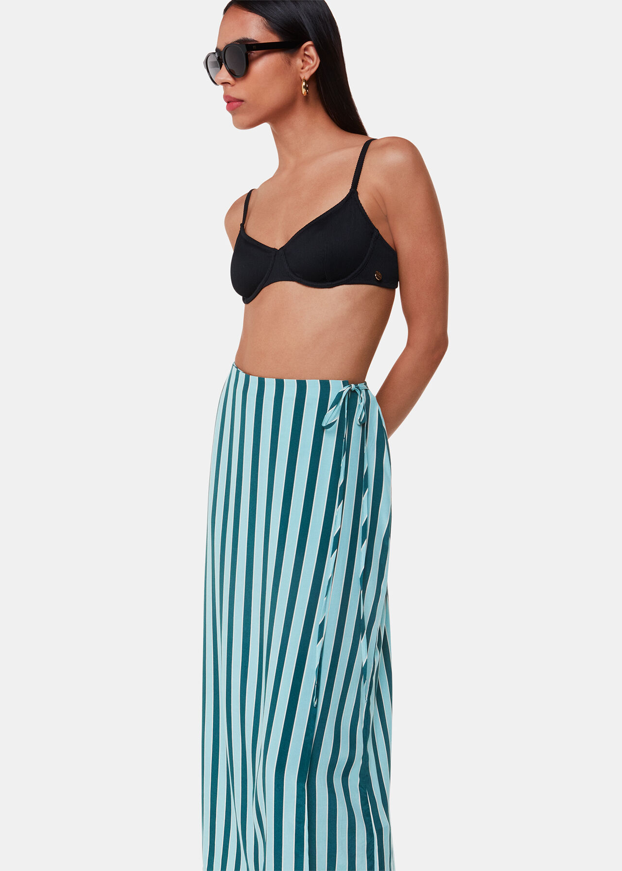 Emily Tonal Stripe Midi Skirt