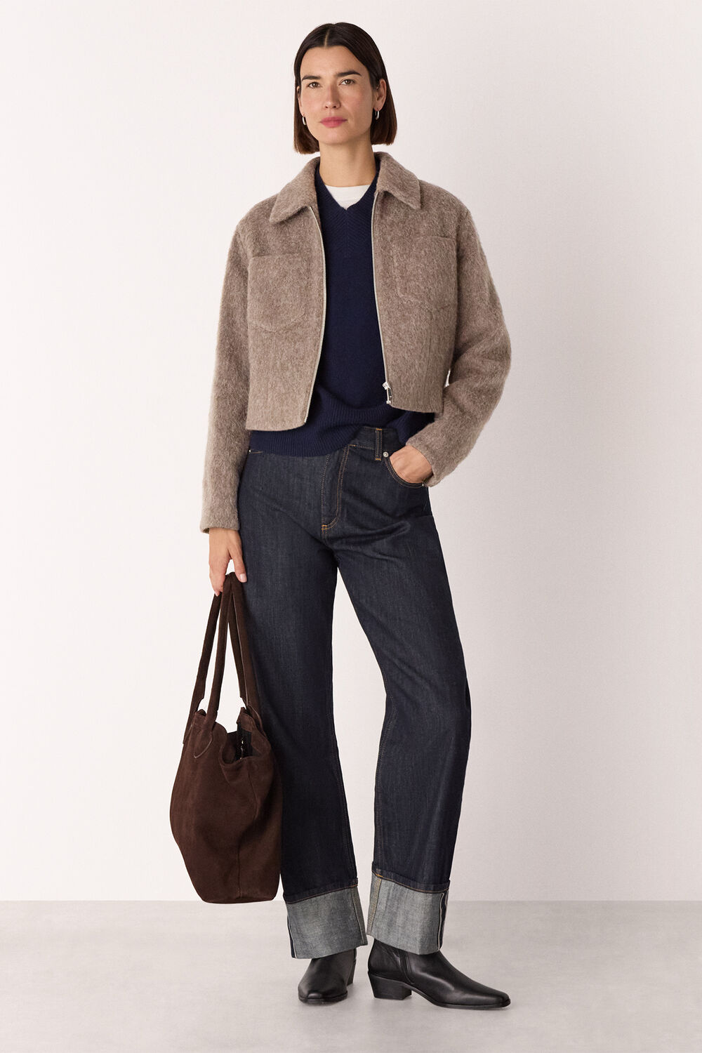 Zip Through Wool Blend Jacket