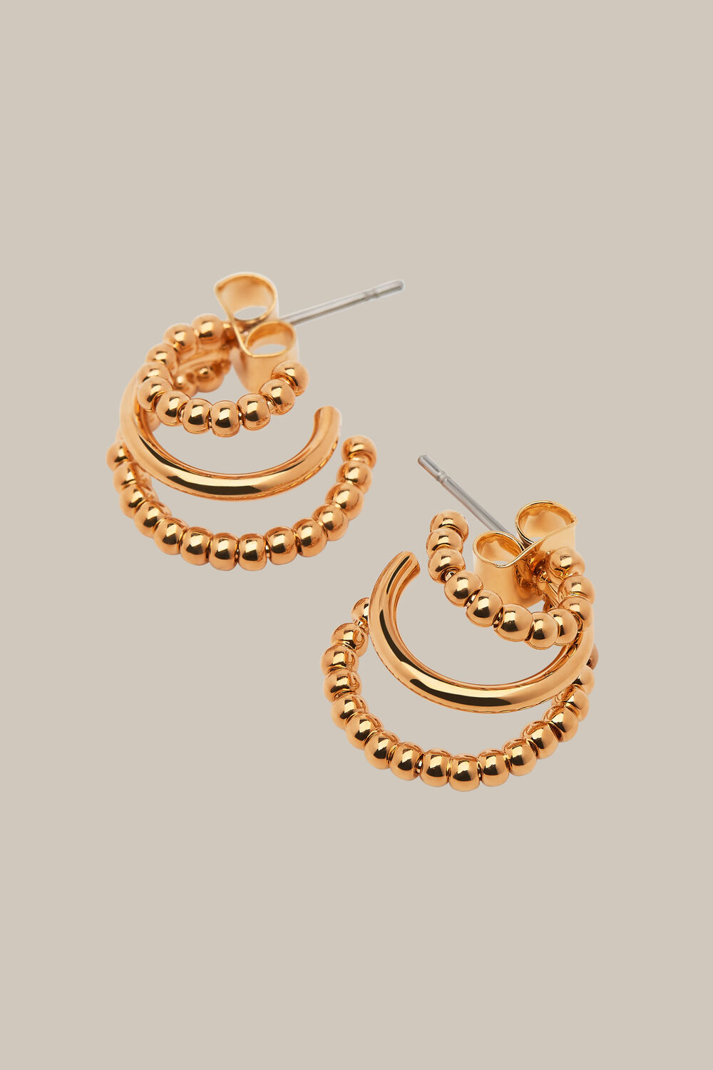 Gold Seed Bead Triple Hoop Earring