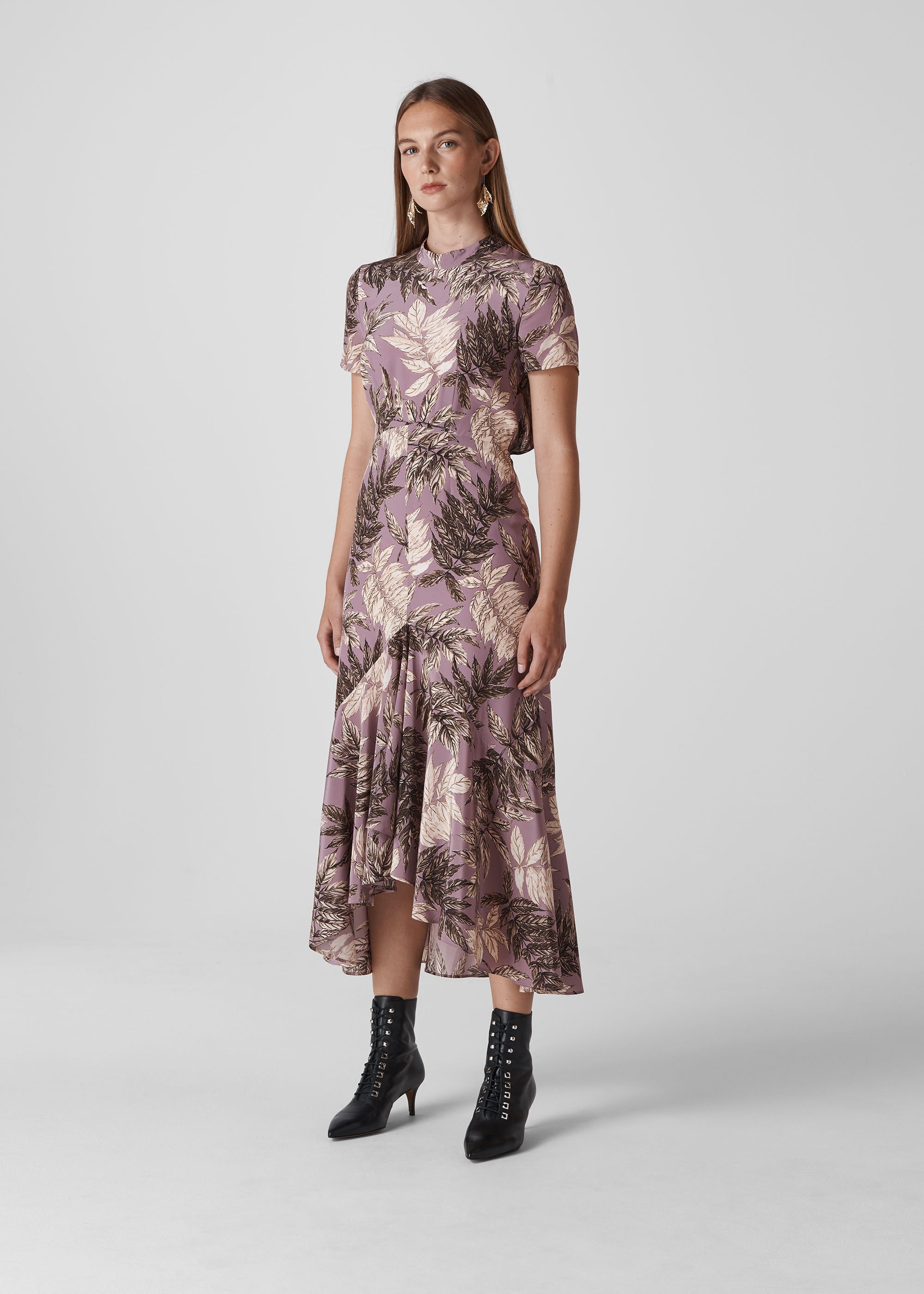 long silk floral dress