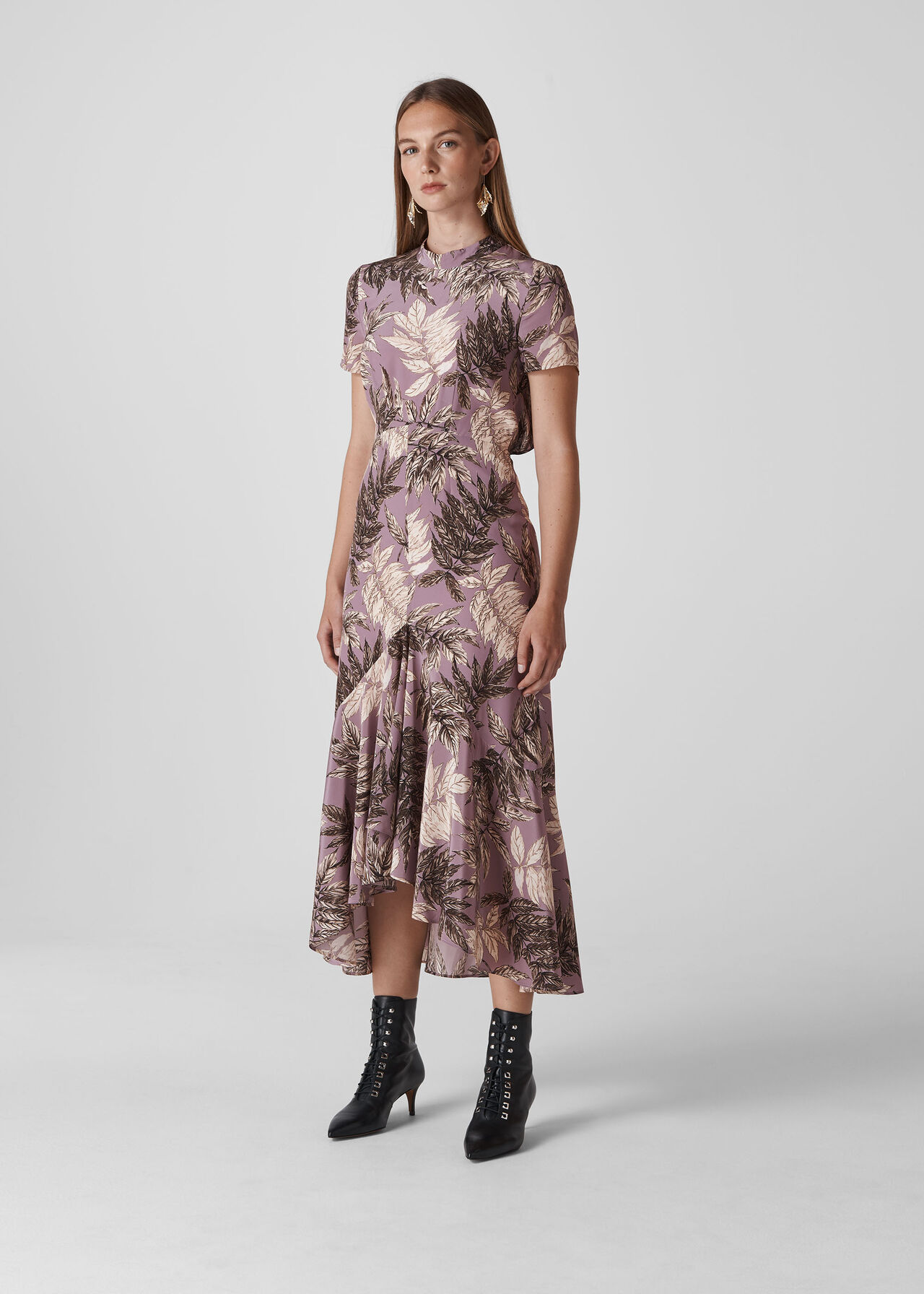 Arabella Floral SIlk Dress Lilac