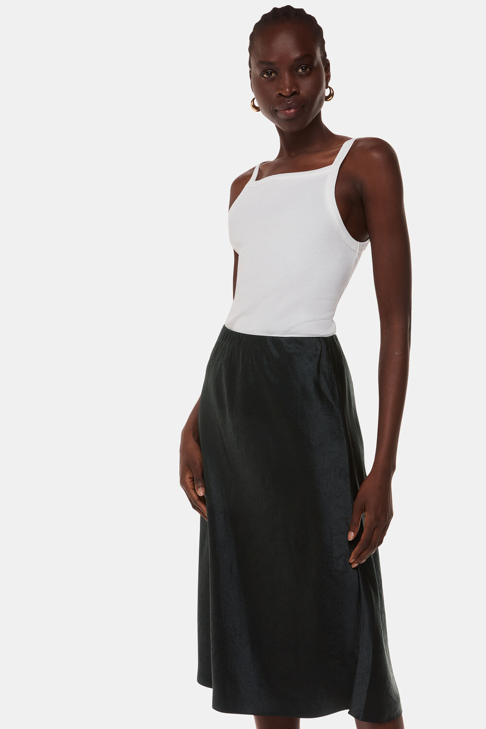 Satin Knee Length Skirt
