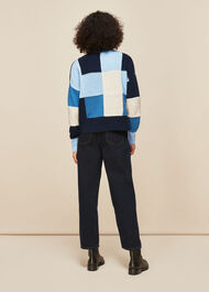 Patchwork Funnel Neck Knit
