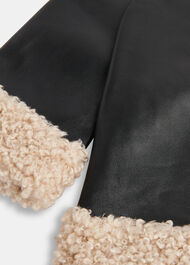 Borg Cuff Leather Mitten