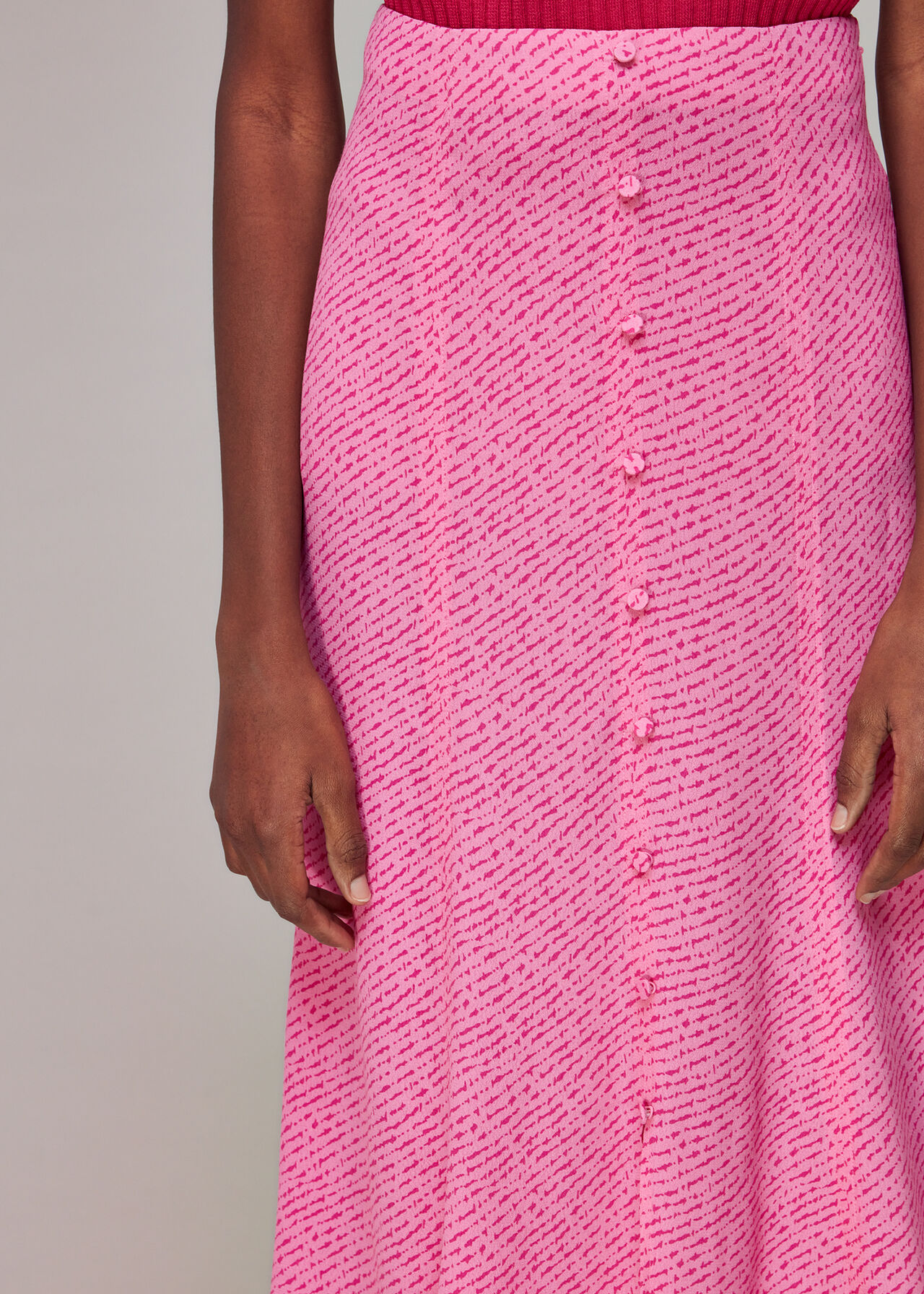 Diagonal Fleck Button Skirt